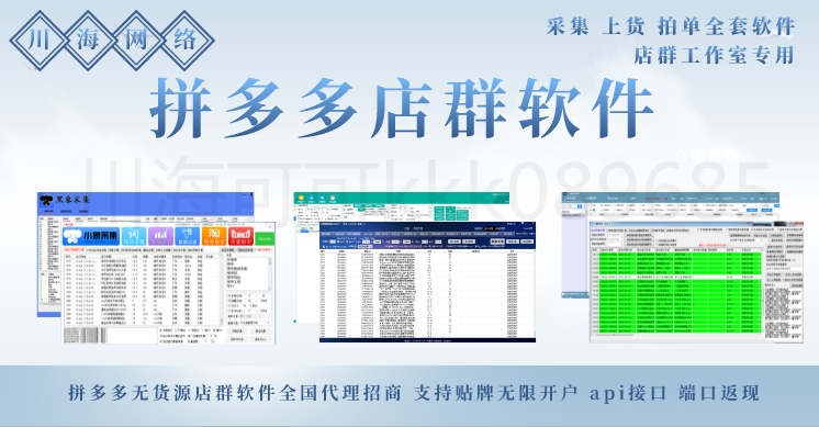 拼多多店群批量上货软件，无货源店群项目配套运营技术包起店教学