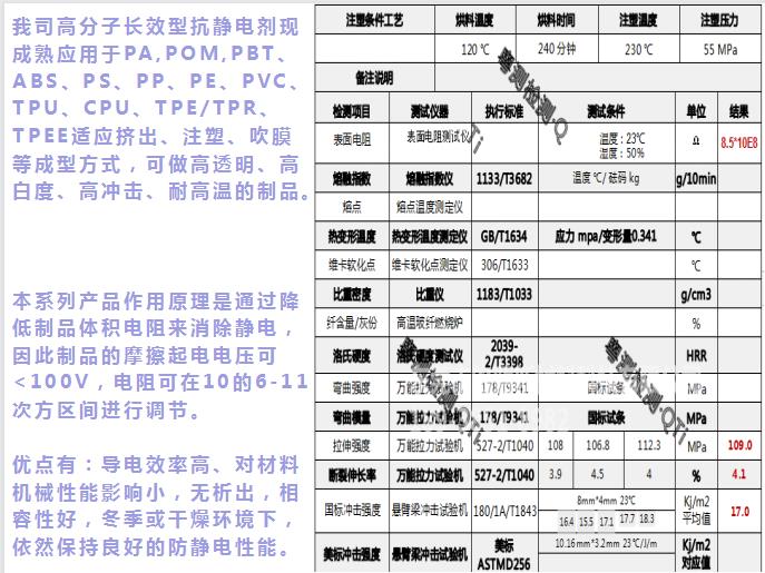 赛钢抗静电剂耐温290度不分解不变色