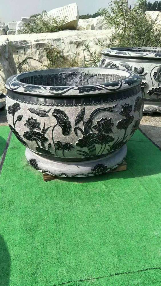 石雕魚缸青石仿古花盆石缸石槽庭院流水擺件