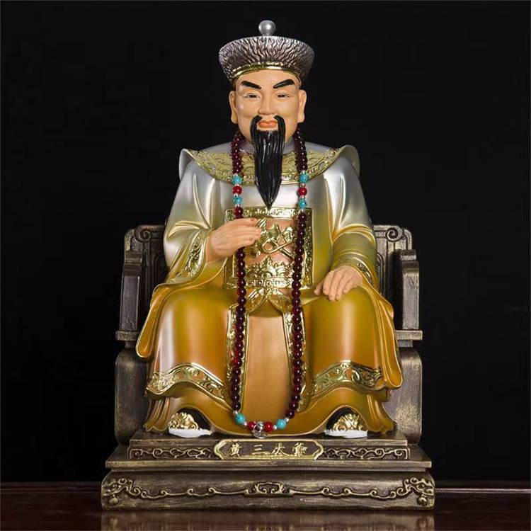 銅鑄黃三太爺 銅雕黃三太奶 純銅黃大仙 貼金斗母 鑄銅保家仙