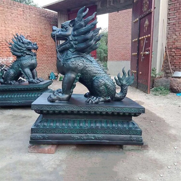 四川銅麒麟-銅雕麒麟-兩米高銅麒麟
