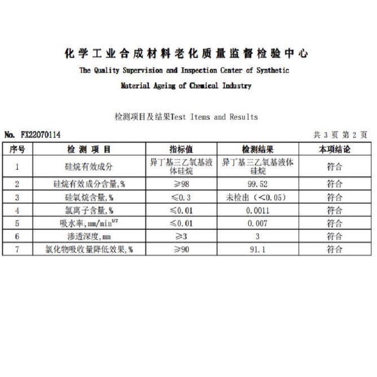 硅烷浸渍剂第三方检验报告