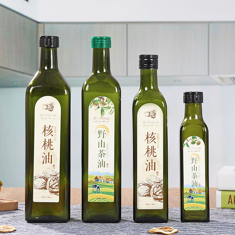 橄榄油瓶500ml1000ml橄榄油玻璃瓶绿色茶色橄榄油瓶子