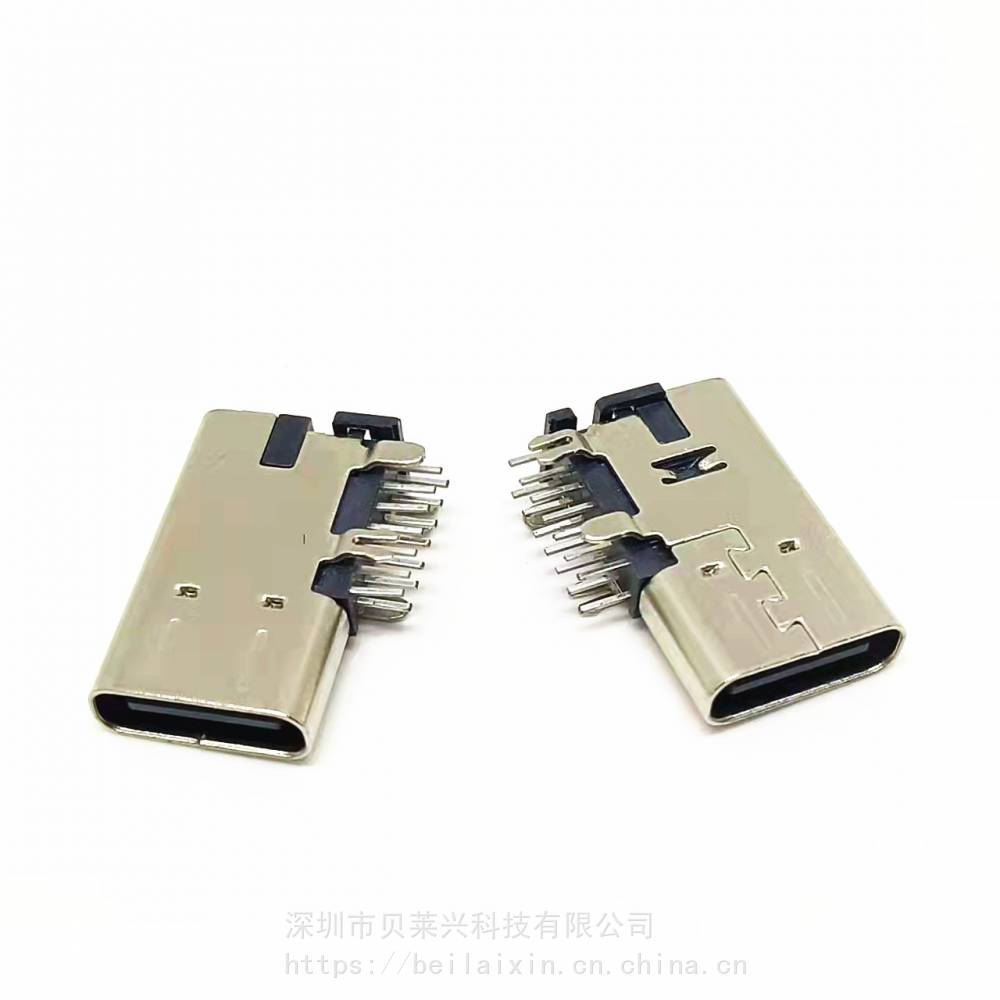 USB TYPE-C 14PIN侧插母座 不加高 针长1.6/2.1 四脚固定