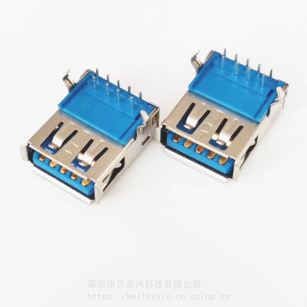 USB 3.0 AF 9P母座 90度插板 DIP 6.99厚 長L=16.5 彎腳 卷邊