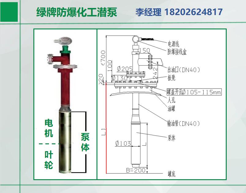 绿牌0区防爆潜液泵-免维护液下泵-化工防爆潜泵Ga等级