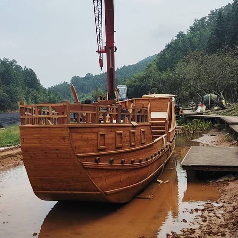 仿古景觀裝飾戰船鄭和寶船模型古帆船道具船定制