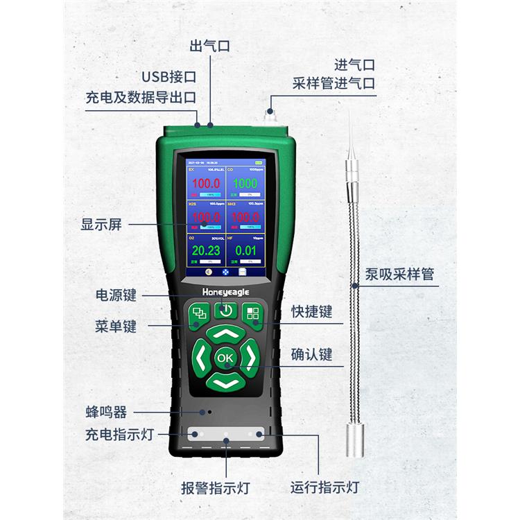 樂山復(fù)合式氣體檢測儀廠商 霍尼艾格 礦用氣體檢測儀