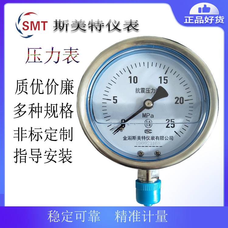 防震壓力表Y-100BFZ,量程0～1Mpa,精度1.6