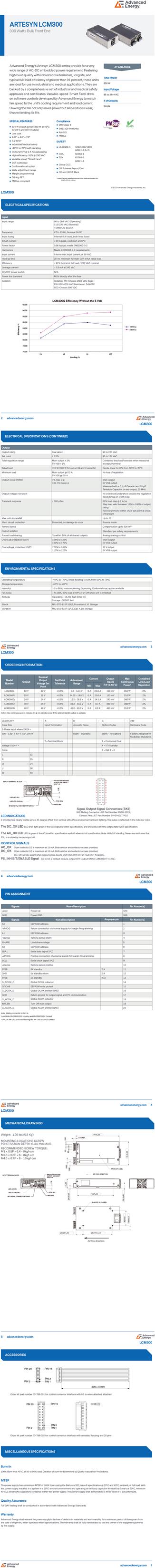 ARTESYN代理 LCM300Q-T-4 交流-直流数控电源