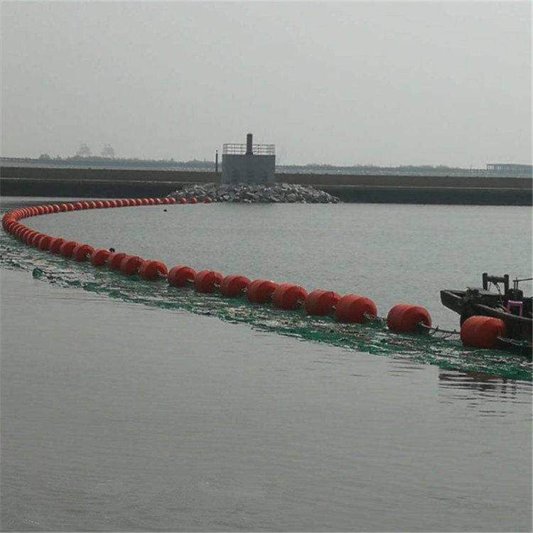 港口海上水面浮渣垃圾围挡浮拦 塑料浮筒串联安装拦污索浮球