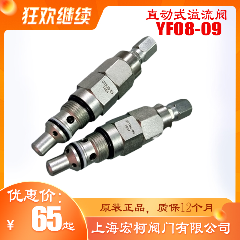 上海宏柯YF08-09插裝式溢流閥GYF08-09螺紋直動式溢流閥RV08-09