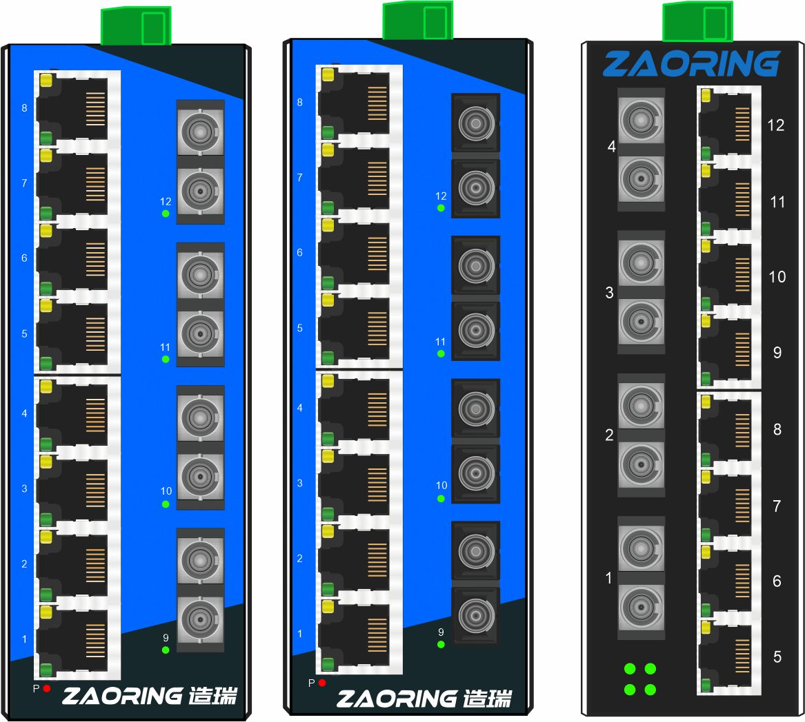 造瑞4光8电ZRS112-D百兆工业导轨式交换机