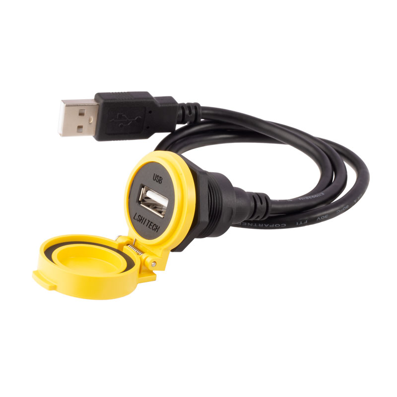 lshitech龍仕USB**連接器延長線 工業(yè)數(shù)據(jù)航空插頭 后螺母鎖緊