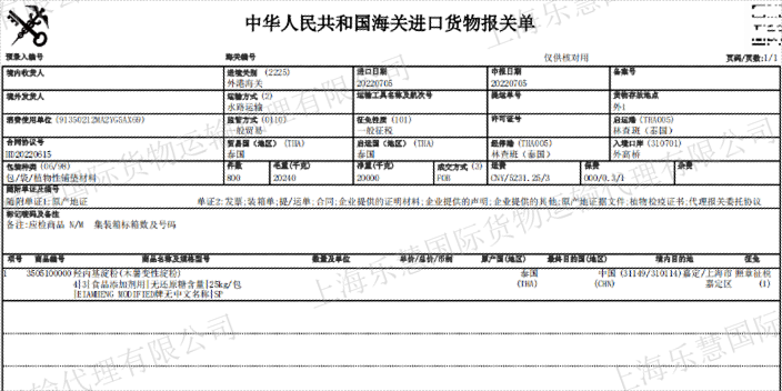 杨浦区哪里报关 进口报关 上海乐慧**货物运输代理供应