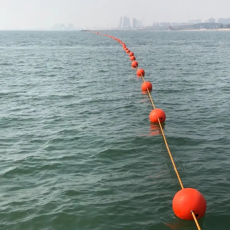 皮劃艇賽道隔離浮漂 水線警示標(biāo)志帶塑料浮球