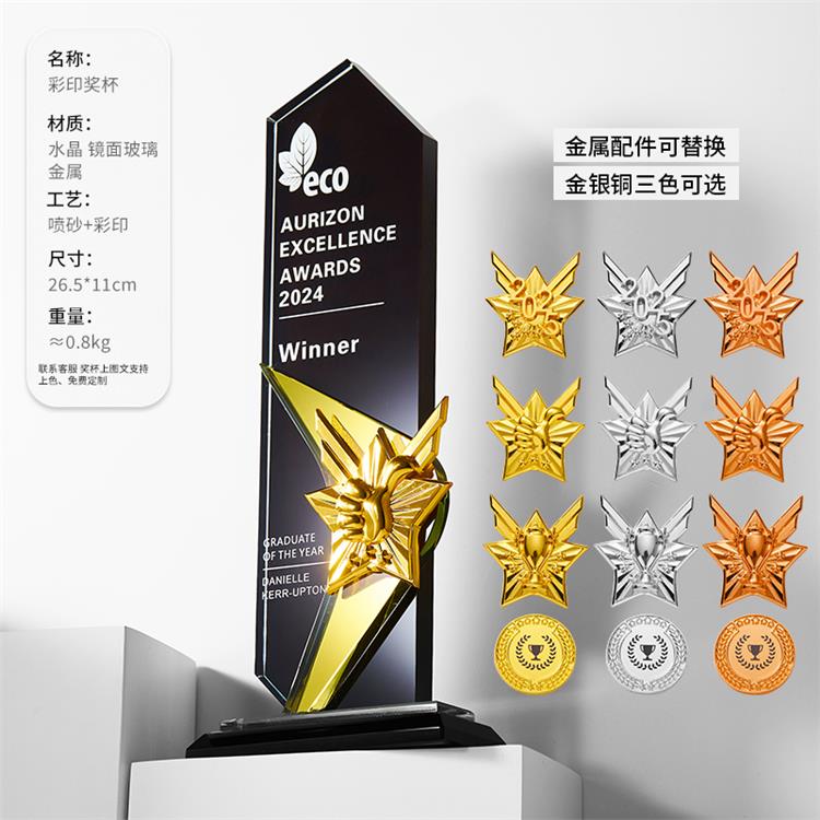南寧水晶留念牌定制 公司頒獎