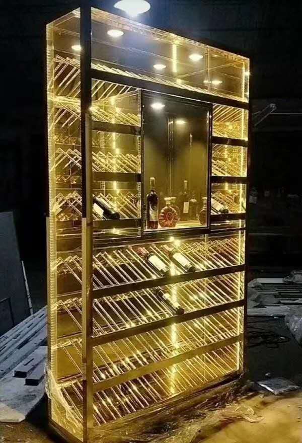云浮源厂家生产酒柜红酒酒柜 玫瑰金酒柜 源厂家定制