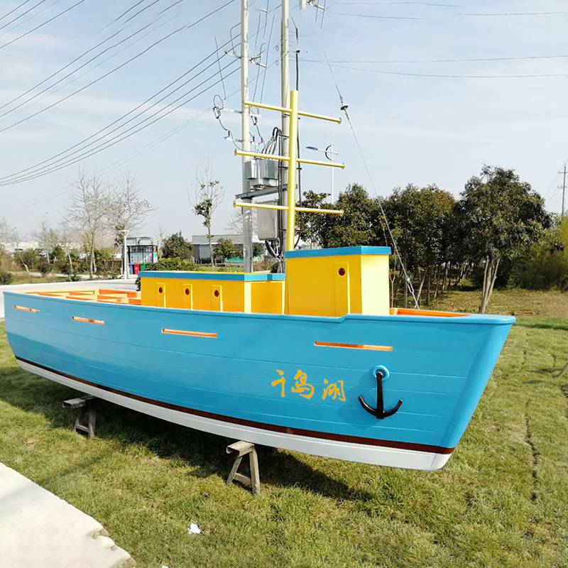 海鲜餐饮船 木质海盗景观装饰帆船道具吧台木船定制